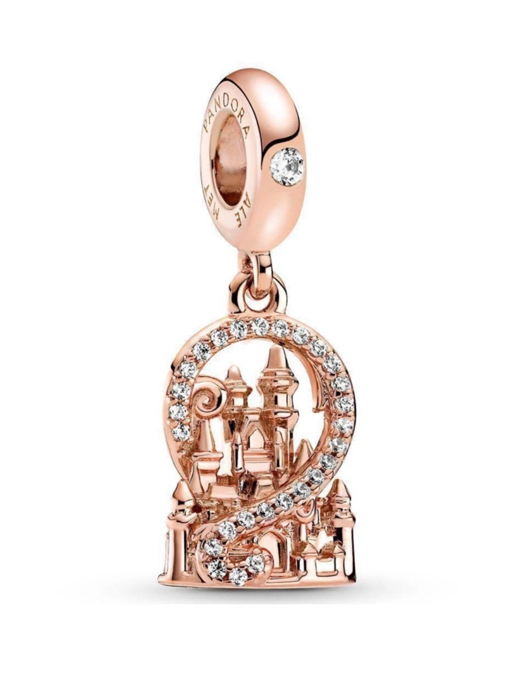 Authentic Pandora Disney Parks Rose Gold Fantasyland Castle Dangle Charm - MINT